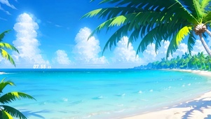 椰林白云大海