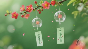 风铃被风吹着轻轻摆动