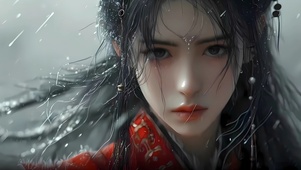 雨中美女