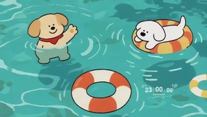 夏日卡通小狗治愈桌面