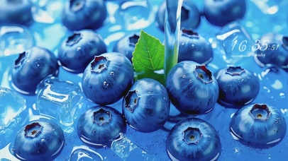 清凉感冰块蓝莓壁纸
