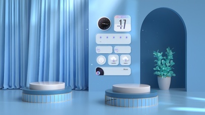 夏日小清晰蓝色展台