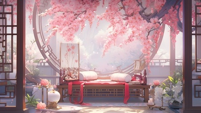 唯美落花古风房间