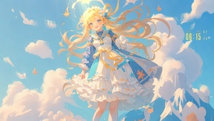 4K 金色卷发动漫女生