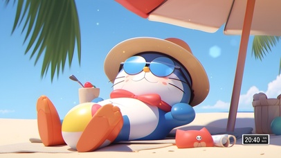 哆啦A梦沙滩日光浴