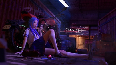 4K赛博朋克吸烟女孩