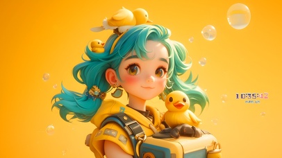 可爱小黄鸭少女