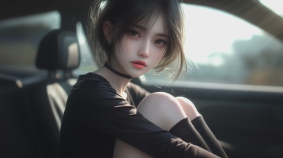 车内清纯可爱女孩