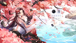 枫叶下的旗袍美少女