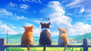 栏杆上的猫咪