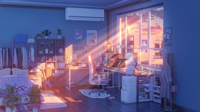 唯美治愈晚霞阳光房间卧室