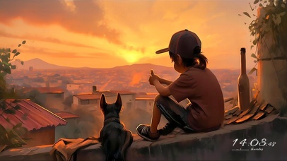 夕阳下想念打工父母的留守少年