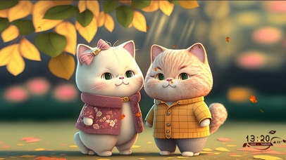 复古秋天情侣喵