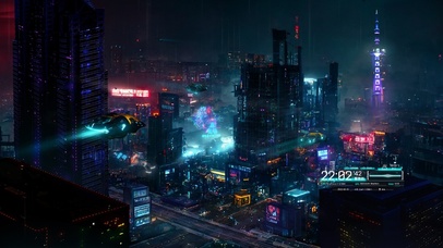 4K雨天赛博朋克城市