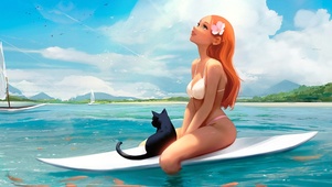 梦幻夏日冲浪少女