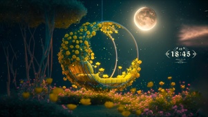 唯美月色下的花园