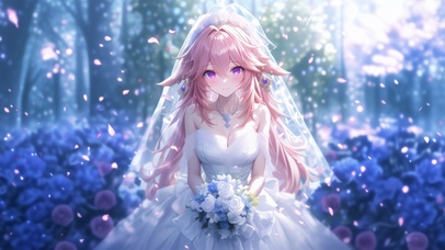 雪墨壁纸丨八重神子丨纯白花嫁丨