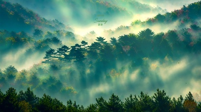 4K护眼晨光迷雾森林