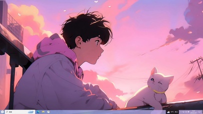 帅气少年与可爱猫咪