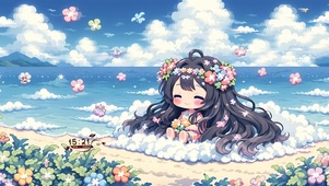 可爱的云朵女孩