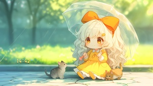 盛夏清新猫咪女孩