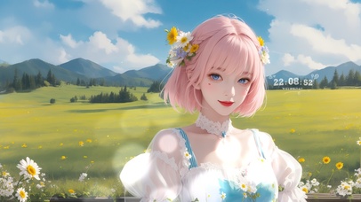 蓝天田园花海短发清纯治愈美少女