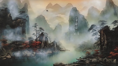 国风山水AI壁纸