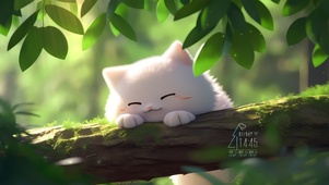 4k绿叶团子猫	