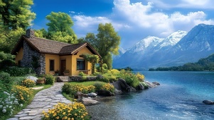 治愈湖边小屋