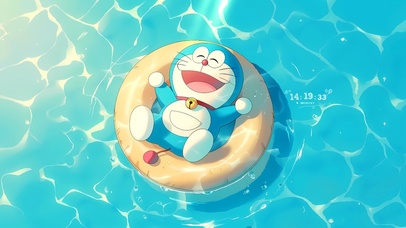 夏日泳池机器猫