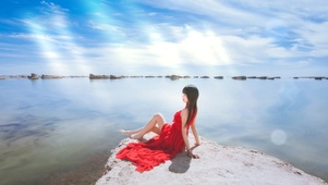 海天水色 美女