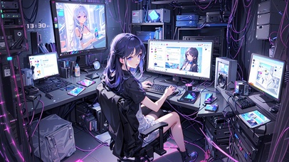 电竞可爱紫发女孩