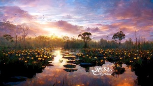 4K唯美治愈日落湖景