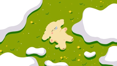 线条小狗躺平治愈壁纸