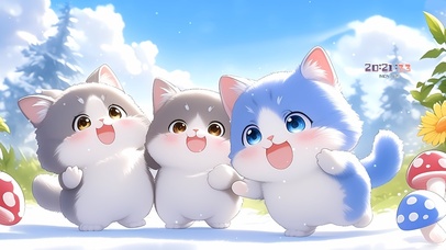 雪中顽皮的猫咪