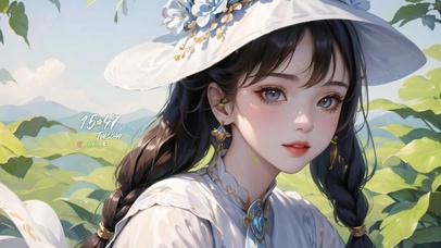 夏日荷塘可爱美少女