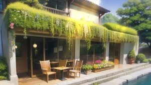温馨的小屋门前