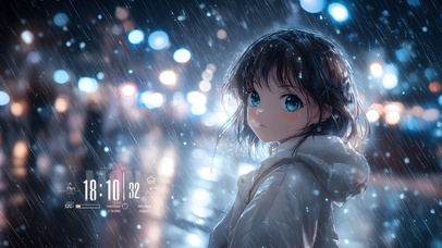 雨中淋雨的短发少女