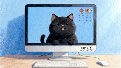 简约屏幕小黑猫