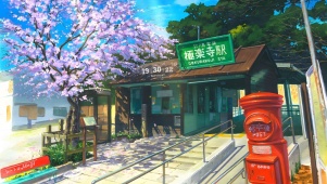 唯美治愈樱花电车站