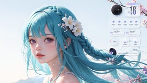 蓝发美少女