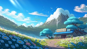 治愈草地蓝天白云