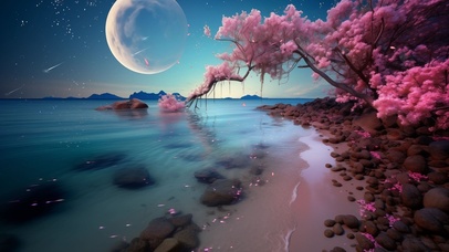 4K 治愈海上生明月花间舞星辰