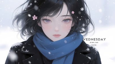 清冷雪中少女