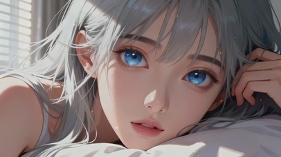 清纯吊带灰发女孩