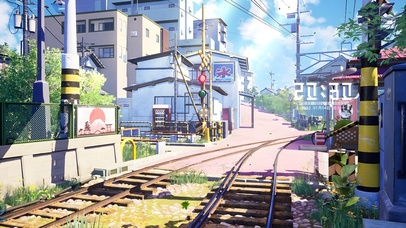 唯美夏日蓝天日系小镇街道