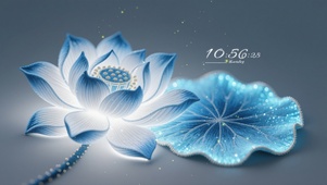 4k蓝白清雅莲花