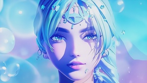 蓝发美女