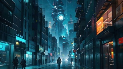 夜晚赛博科幻城市