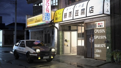 夜晚的藤原豆腐店